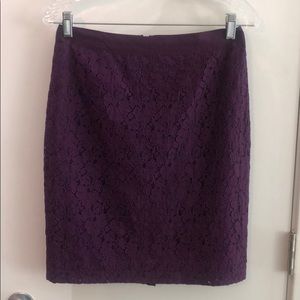 Purple lace j crew pencil skirt
